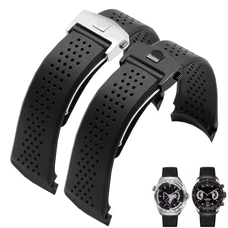 IMPORT Watch Bracelet For TAG HEUER GRAND CARRERA AQUARACER Soft Silicone Wristband 22mm 24mm Men
