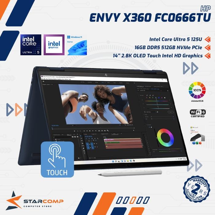 HP Envy X360 14-FC0666TU Intel Core Ultra 5 125U 16GB 512GB 14" 2.8K OLED FLIP Touch WIN11 OHS21 -