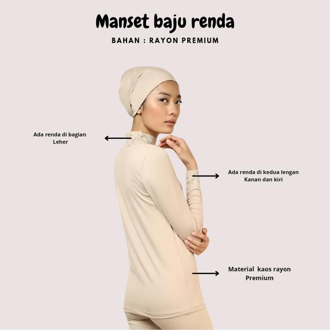 lplw- (Jumbo) Manset Baju Wanita Renda Premium Lengan Panjang Bahan Rayon