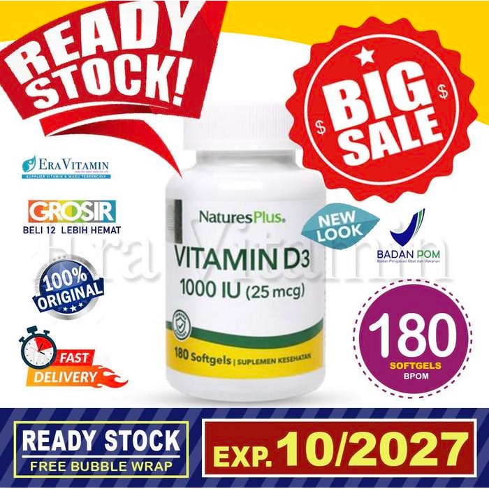 ORIGINAL Vitamin D3 1000 iu Nature's Plus / 1000iu vit nature / natures 180