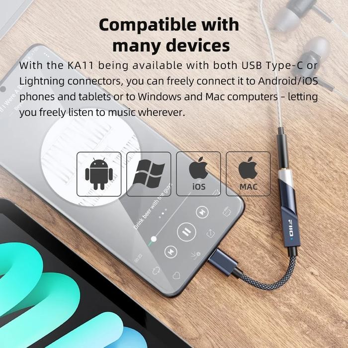 FiiO KA11 / KA-11 / KA 11 Miniature DAC & Headphone Amp in adapter