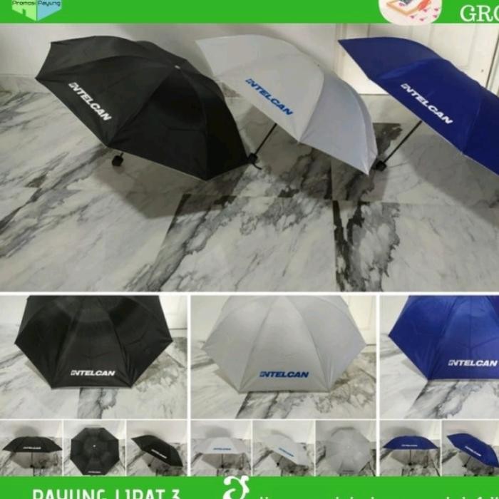 [payung custom grosir] Payung Lipat 3 anti angin lapis silver