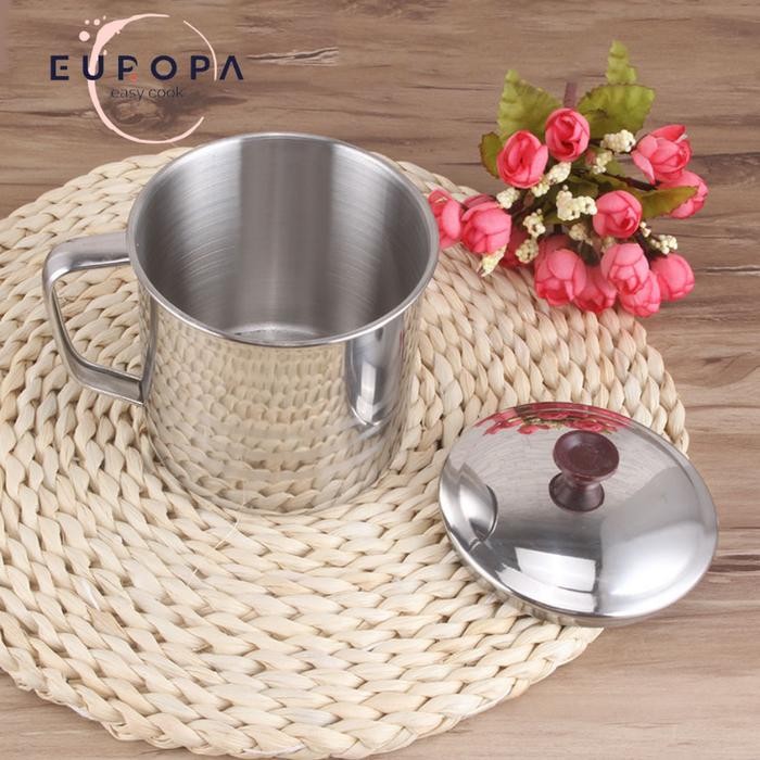 Gelas Stainless / Mug Stainless + Tutup / Gelas Tutup Stainless 9Cm 11Cm 12Cm Europa Promo 