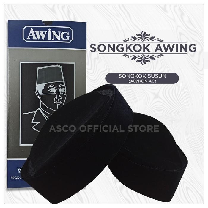 ASLI SONGKOK PECI AWING POLOS SUSUN AC READY STOCK