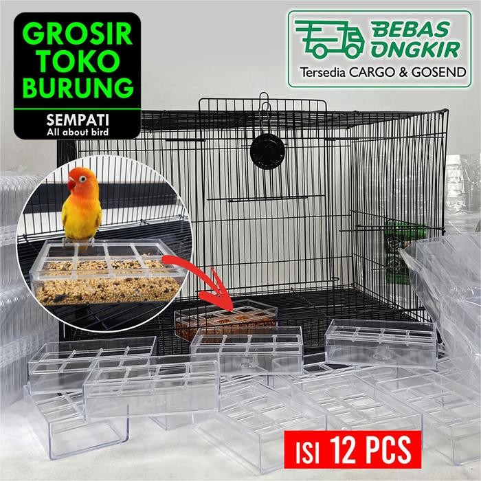 WADAH PAKAN KOLONI AKRILIK CEPUK RAM WADAH PAKAN BURUNG 12 PCS PERPACK