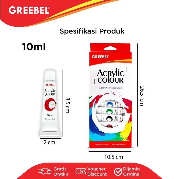 Greebel Cat Lukis Akrilik Set 12 Warna / Cat Akrilik Kanvas Lukis 12 Warna 10 Ml (Cat Akrilik 12