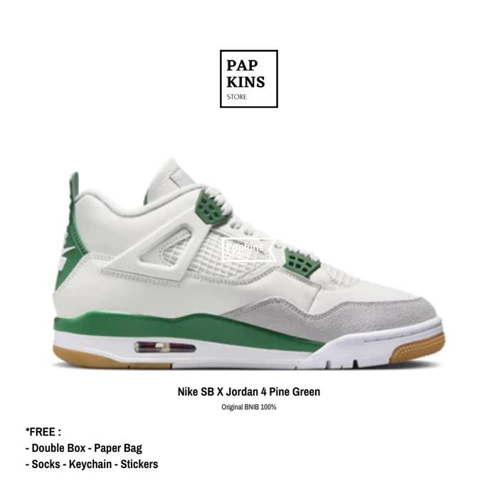 sepatu nike sb x air jordan 4 pine green original bnib