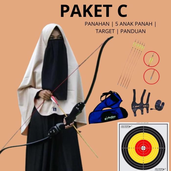 Panahan Pemula Recurve Bow Paket Lengkap Full Set Busur Panah Pemula Unisex Pria Wanita Dewasa