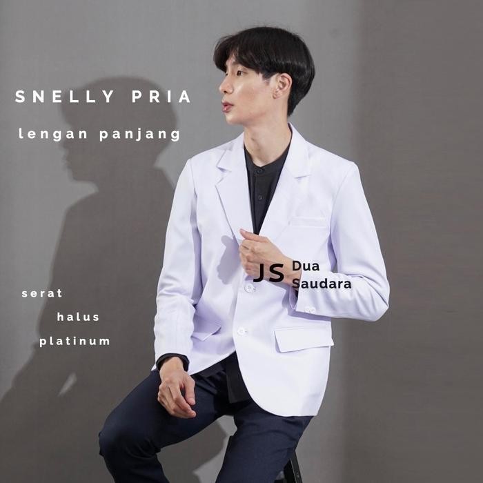 DISKON jas dokter pria / sneli pria/ snelly pria / jas putih LENGAN PANJANG DUA SAUDARA/ jas dokter