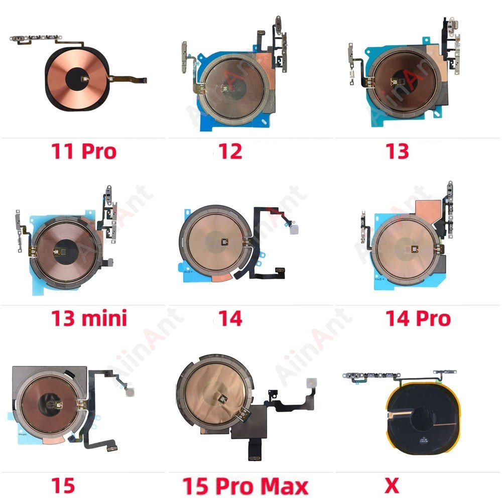 Aiinant Power Volume Flash Light Nfc Wireless Charging Flex Cable For Iphone 12 13 14 15 Pro Max