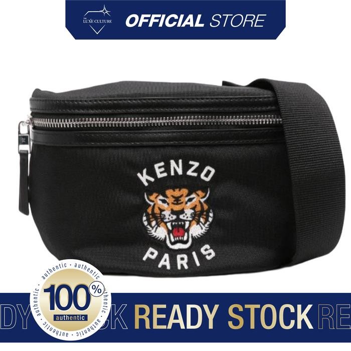 Kenzo Varsity Tiger Embro Black Waistbag / Tas Branded Original