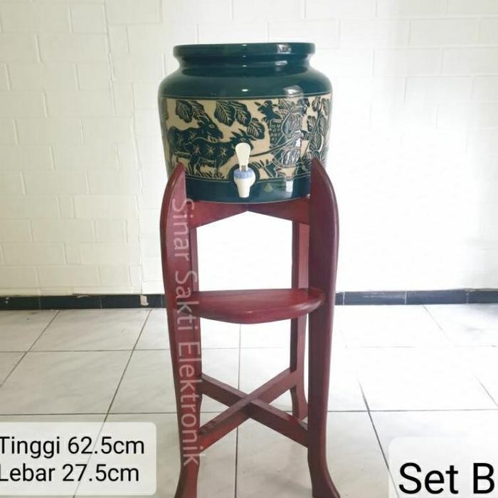 ASLI Kaki Rak Guci Keramik Galon Minum Besi / Kayu Tempat Dispenser READY STOCK