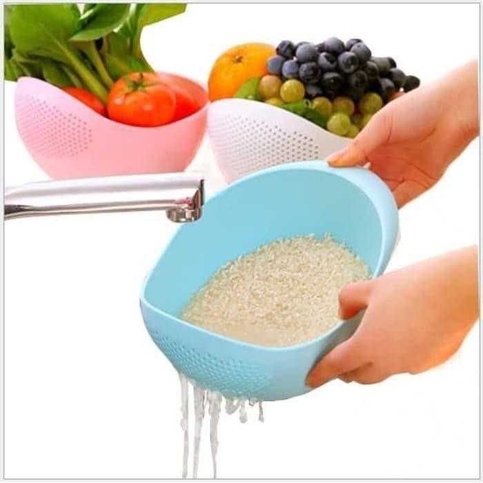 SIAPKIRIM Wadah Cuci Beras Sayur Buah Tempat Pencuci Beras Baskom Plastik Multifungsi Plastik