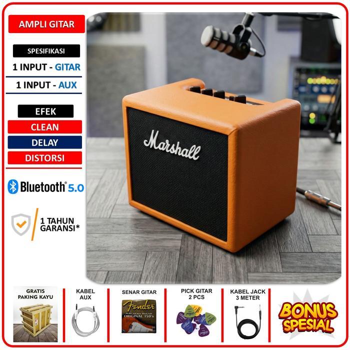 AMPLI GITAR & BASS 5 INCH ADA BLUETOOTH 2 INPUT EFEK DELAY DISTORSI BONUS KABEL JACK & PICK GITAR &