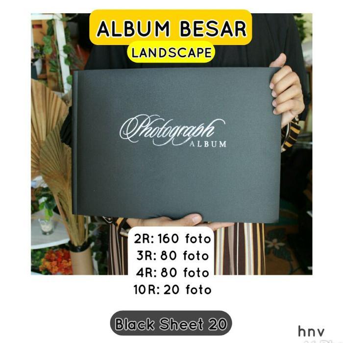 ALBUM FOTO MAGNETIC BLACK LEBAR 3R 4R 5R 10R LANDSCAPE ALBUM HITAM + TAS