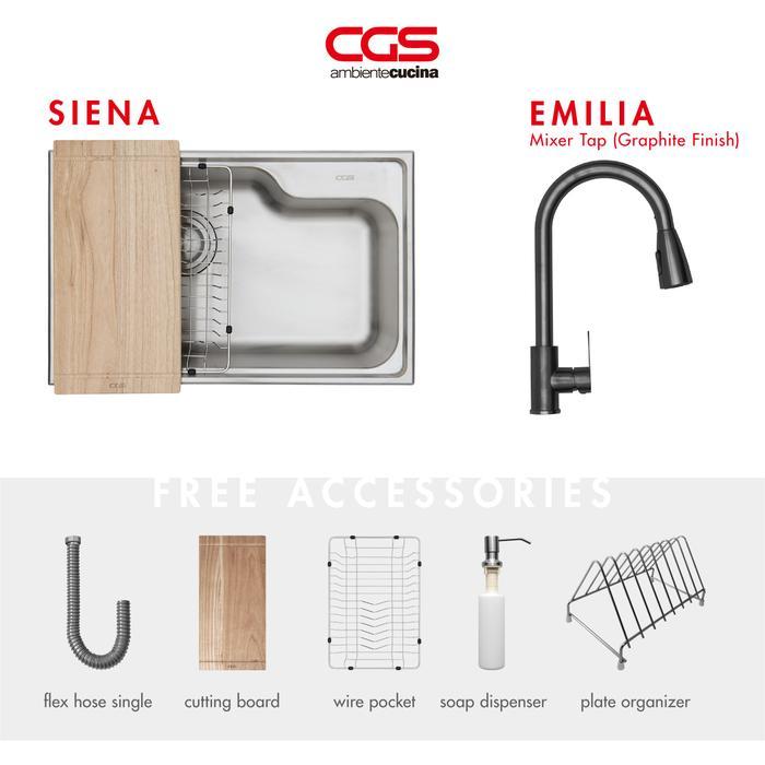 Kitchen Sink Bak Cuci Piring Dapur Stainless Steel 1 Lubang CGS SIENA Workstation Sink - Paket Kitch
