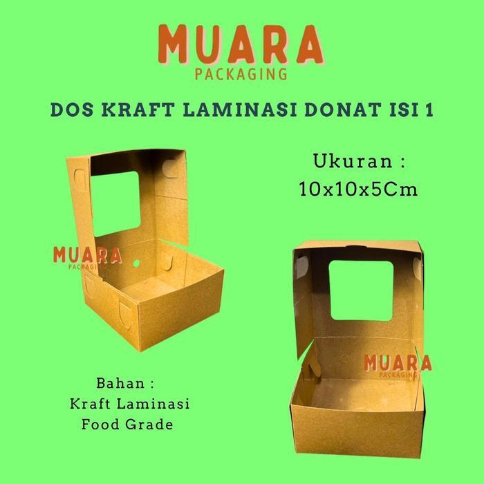 [10 PCS] Dos Kraft laminasi Donat Isi 1 / Kotak Box Kardus Kraft Laminasi Donat Isi 1