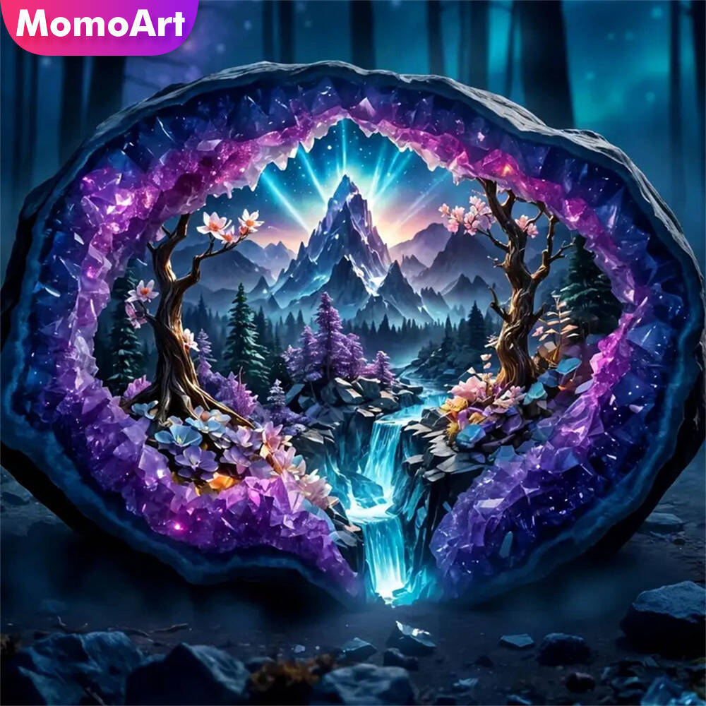 Momoart Mountain Diamond Painting Landscape Abstract Diy Suitable For Beginners Rr Diamond Mosaic