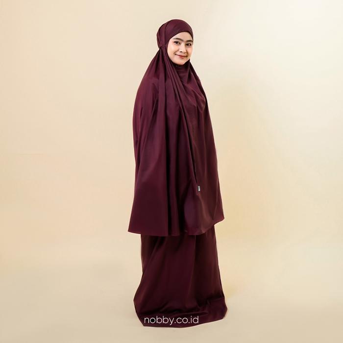 Nobby Mecca Mukena Travel Polos Bahan Parasut Korea - Merah