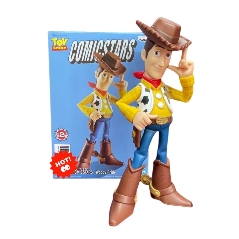 Bandai genuine anime Buzz Lightyear Woody desktop figurine accessories for children's holiday gifts