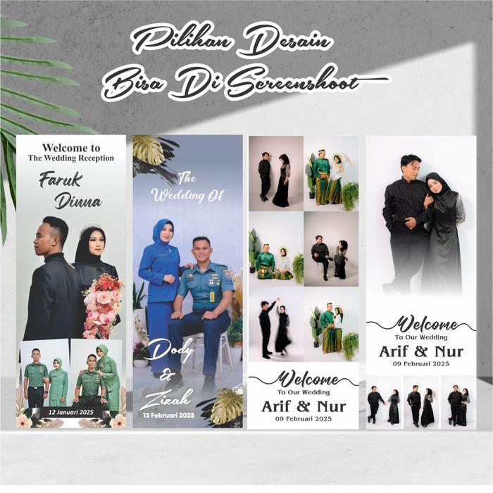 Diskon Banner Wedding + Tiang / Stand Banner Acara Wedding / Pernikahan Engagement / Khitan Satu