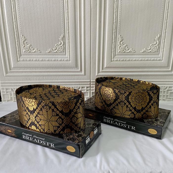 New Peci Songkok Kopiah Sultan Asli Tenun Songket Melayu Goldenblack Murah