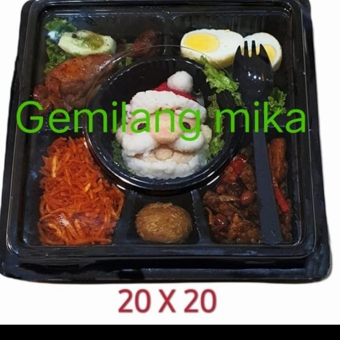 Mika bento kotak sekat 6 + sendok 2in1 murah