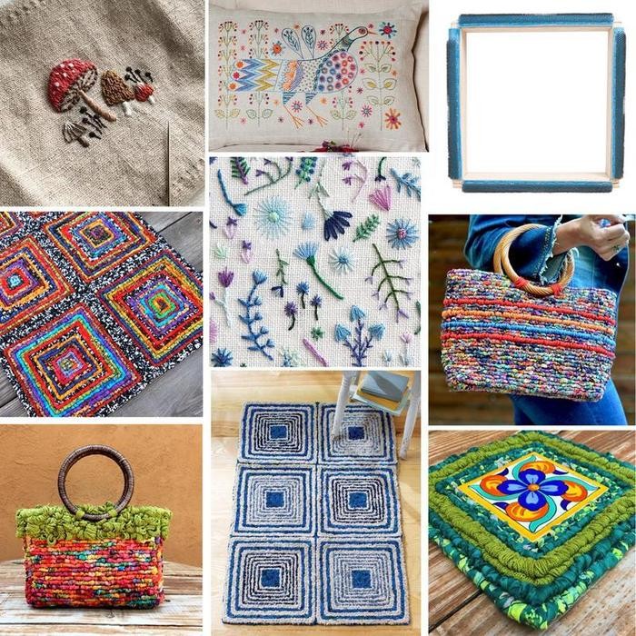 Square Embroidery Hoop Wooden Gripper Strips For Punch Needle Frame With Needle Diy Embroidery