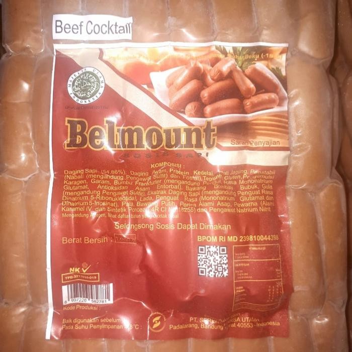 

Pilihan- Sosis Sapi Belmount Coctail Frozen 1Kg Isi 66Pcs