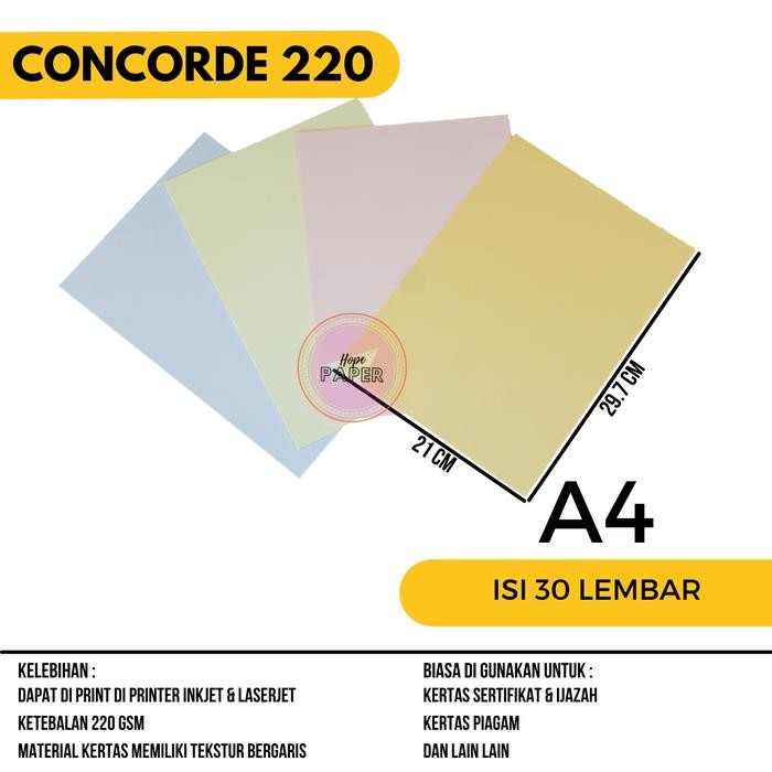 

Pilihan- Kertas Concorde 220 Gsm Ukuran A4 (21Cm X 29.7Cm) - Isi 30 Lembar