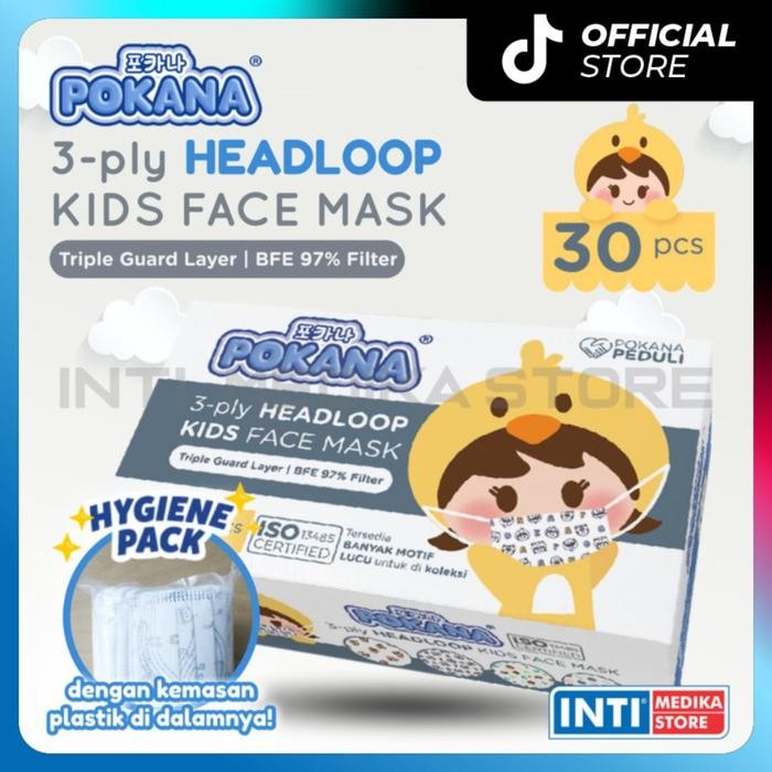 POKANA - Masker Anak 3 Ply Headloop Masker Medis Anak 3 Ply Kids