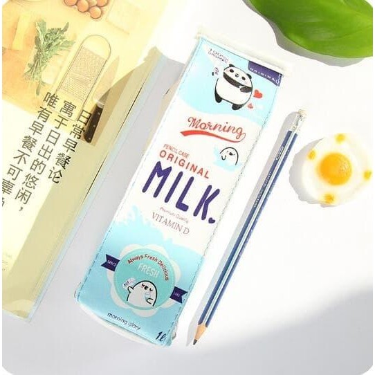 KOTAK PENSIL ANAK SEKOLAH GAMBAR KOTAK SUSU MILK UNIK LUCU BAHAN BAGUS