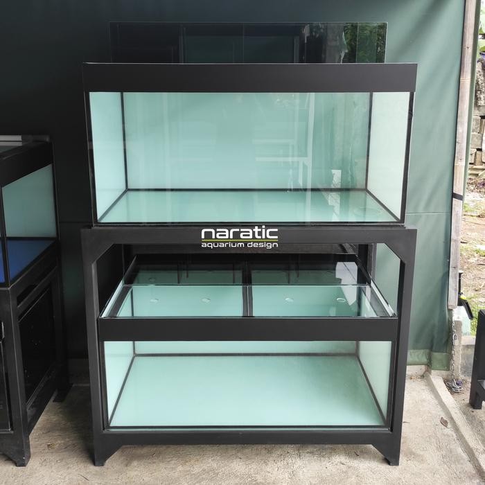 Aquarium 120x60x50 8mm & rak holo 4x6 2 susun top filter kaca