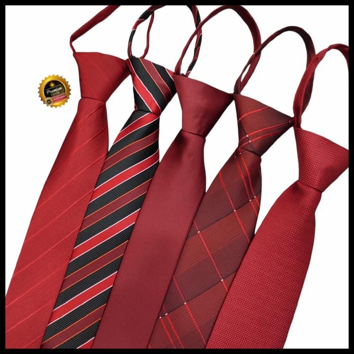 Dasi instan siap pakai dasi merah maroon dasi maroon pria