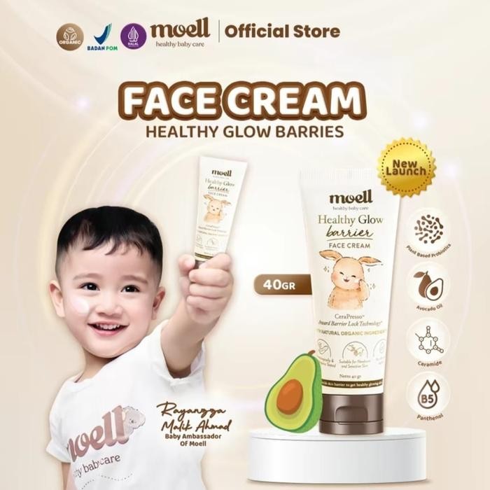 Terbaik Moell Face Cream 40Gr Healthy Glow Barrier Face Cream - Pelembab Wajah Bayi 100% Ori