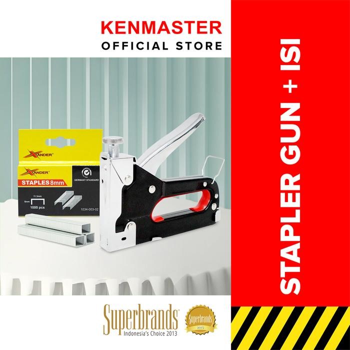 

KENMASTER STAPLER GUN BESI 4-14MM PLUS ISI STAPLER 8MM 1 BOX