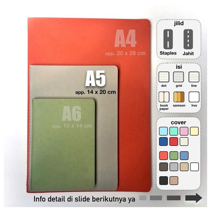 

New NOTEBOOK BUKU A5 isi polos garis grid dot STAPLES A5