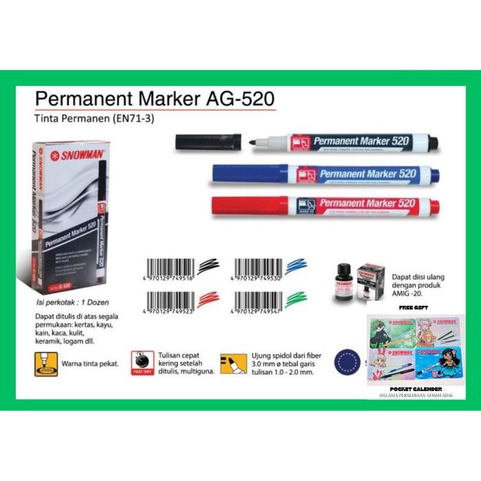 OJ Spidol Snowman Permanen AG 520 / LUSIN