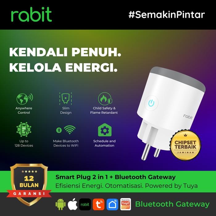 TERBARU RABIT SMART PLUG WIFI 16A 2 IN 1 BLUETOOTH MESH GATEWAY COLOKAN SOCKET STOP KONTAK PINTAR