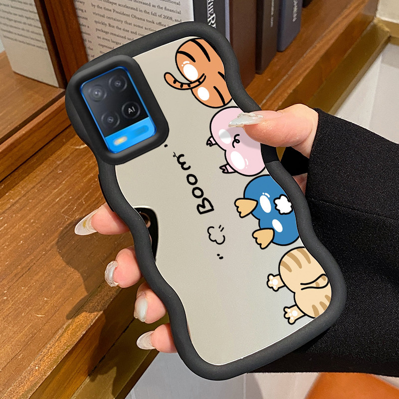 Casing HP Untuk OPPO A54 Case Bokong hewan kecil Macaron Softcase Silikon Kasing Cream Gelombang Per