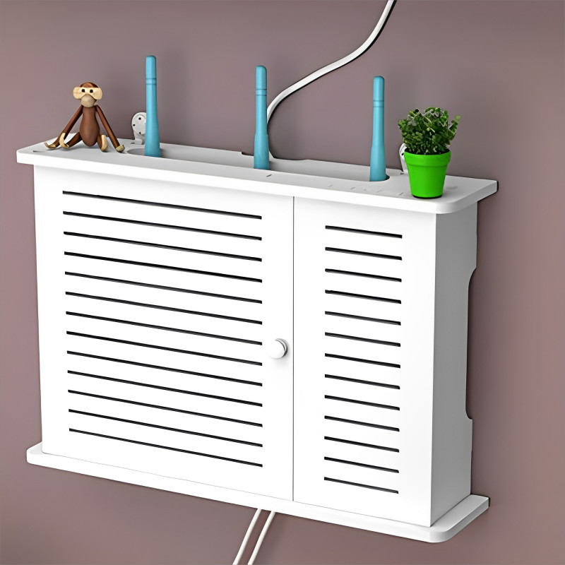 1pc Wall Mounted Storage Box Punch-free Wireless Wifi Router Storage