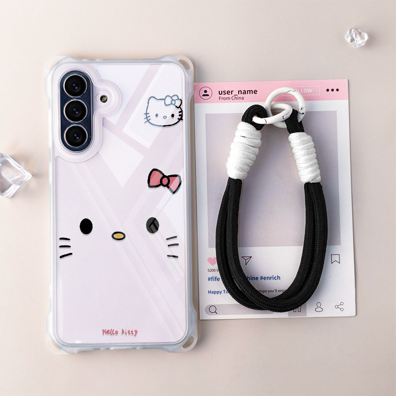 【Case+Gantungan Hp】 Hello Kitty Pink Untuk Soft Casing Hp Infinix Smart 10 9 8 Tecno Spark Go 1 50I 