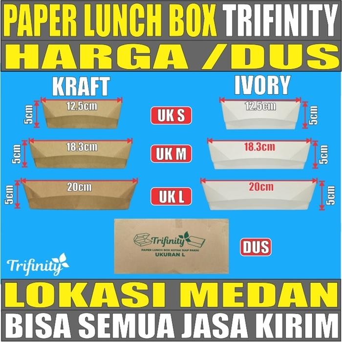 Paper Lunch Box Dus Kraft Coklat n Ivory Putih Food Tray Uk S M L Js Krm Medan