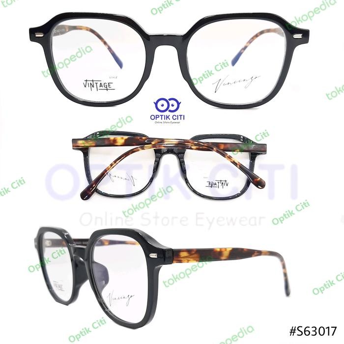 Promo Frame Kacamata Pria Wanita Kotak Besar Vincenzo Vintage 63 17 Original