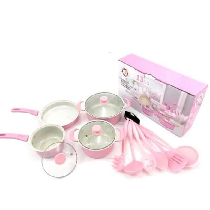 COOKWARE SET PANCI MASAK 13PCS SET PANCI SET SPATULA TEFLON LENGKAP