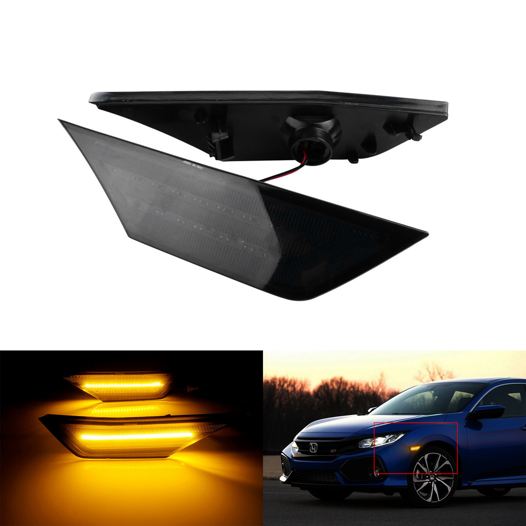 2x For Honda Civic 2016-2020 Canbus LED Side Marker Turn Signal Lamp Smoke Lens