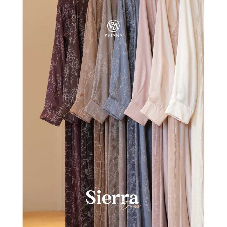 080j- Vhiana New Sierra Dress Gamis Casual Dress Motif Kotak Plisket Premium Muslim Wanita