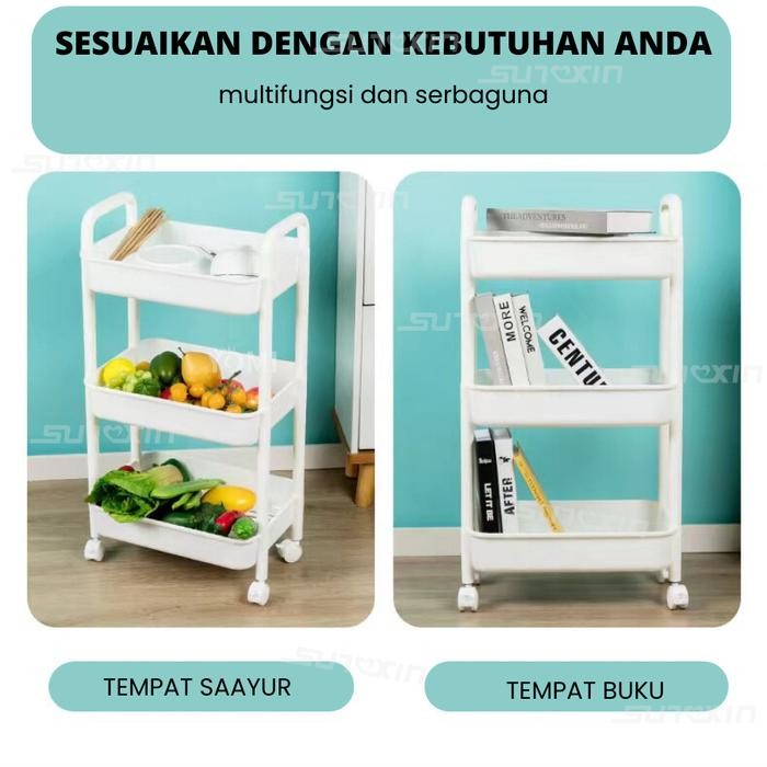 SUNXIN Rak Troli Susun Serbaguna B03/ Rak Dapur Plastik / Rak Salon /