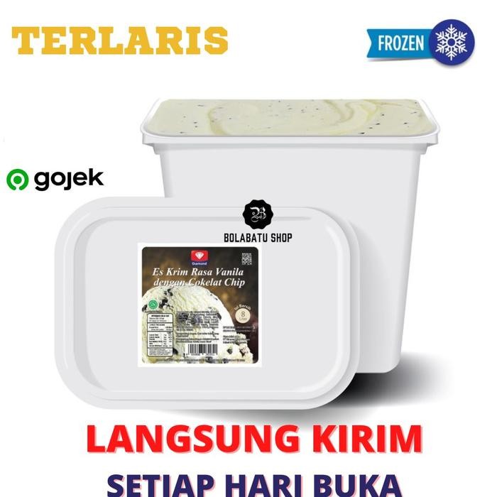 r05n- Es Krim Vanilla Choco Chips 8L Pail Diamond Langsung Kirim Bandung