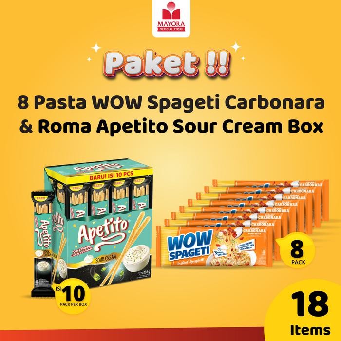 Breakfeast- Paket 8 Pasta Wow Spageti Carbonara & Roma Apetito Sour Cream Box